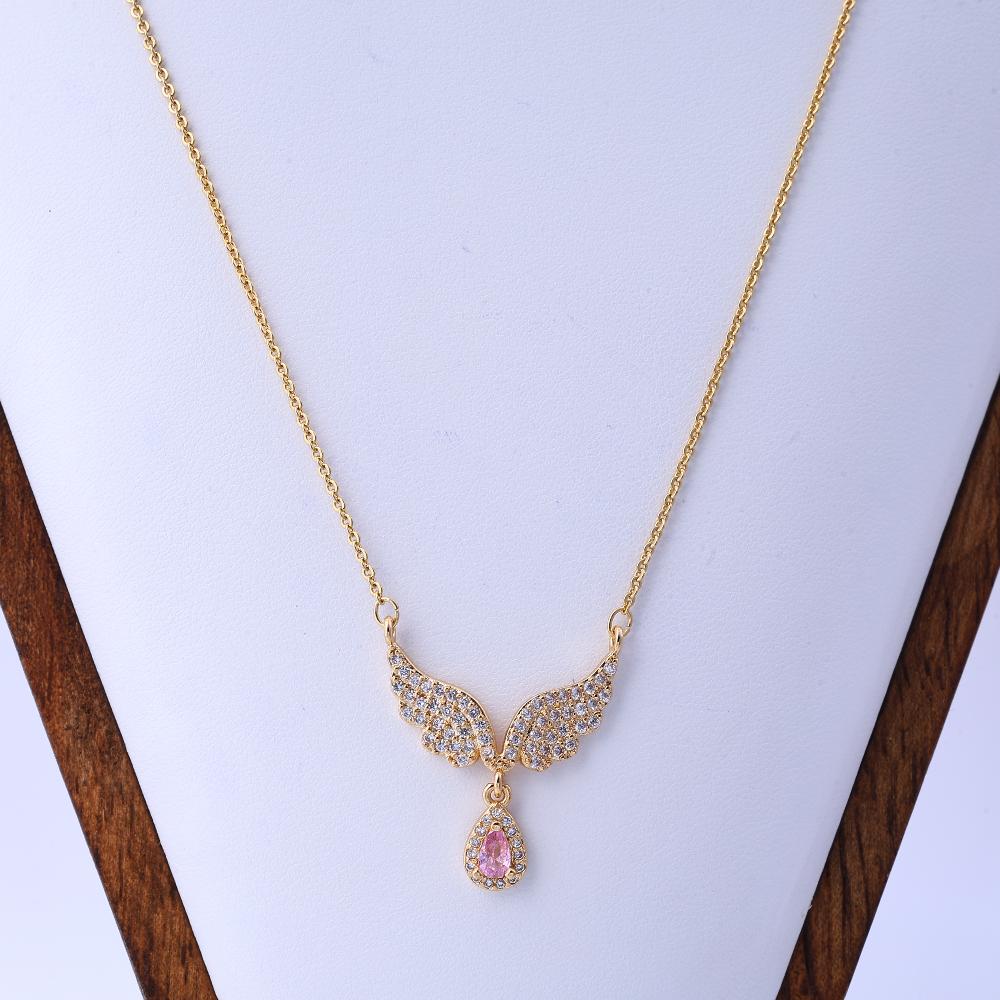 Copper gold-plated angel wings necklace women's high-end sense of light luxury, simple niche wing pendant, versatile fashion jew