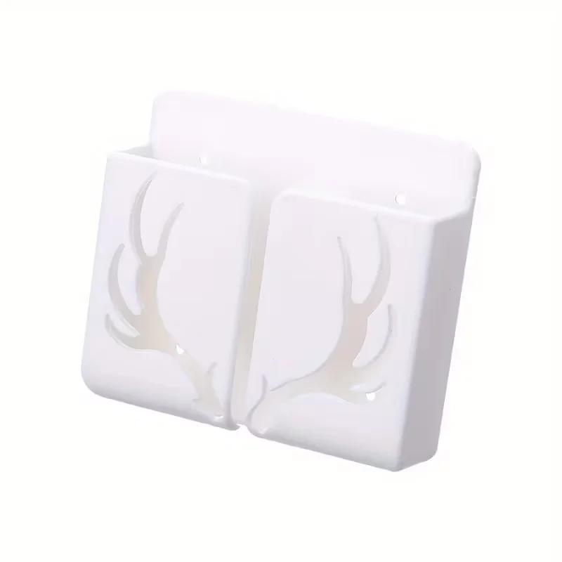 

Convenient Wall Mounted Compartment Remote Control Storage Box Mobile Phone Charging Stand Office Supplies Storage Box белый