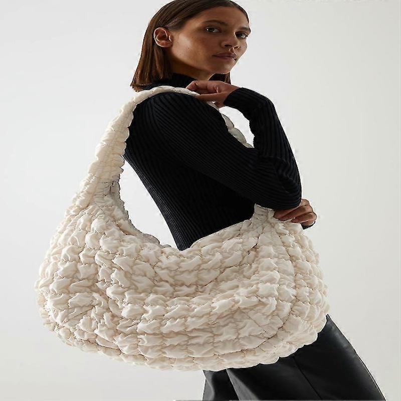 Casual Large Capacity Tote Shoulder Bags Designer Ruched Handbag Luxury Nylon Quilted Padded Crossbody Bag.-MXBC