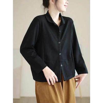 Cotton Short Coat Petite Slimming Loose Matching Cardigan Brand Women's Solid Color Simple Spring Autumn