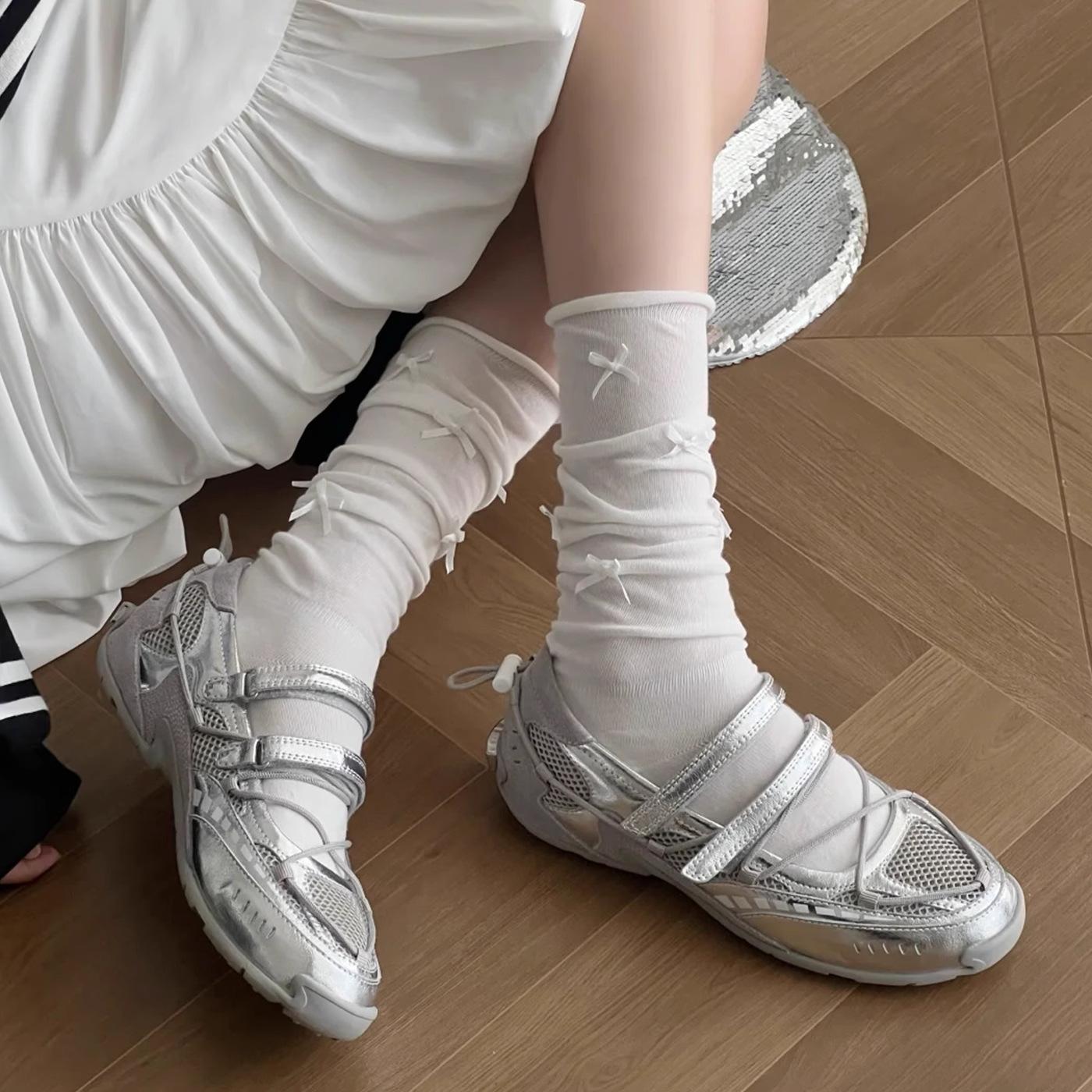 

Super soft flat ballet shoes for women s summer new breathable mesh shallow mouth Mary Jane single shoes tide 35 серебряный