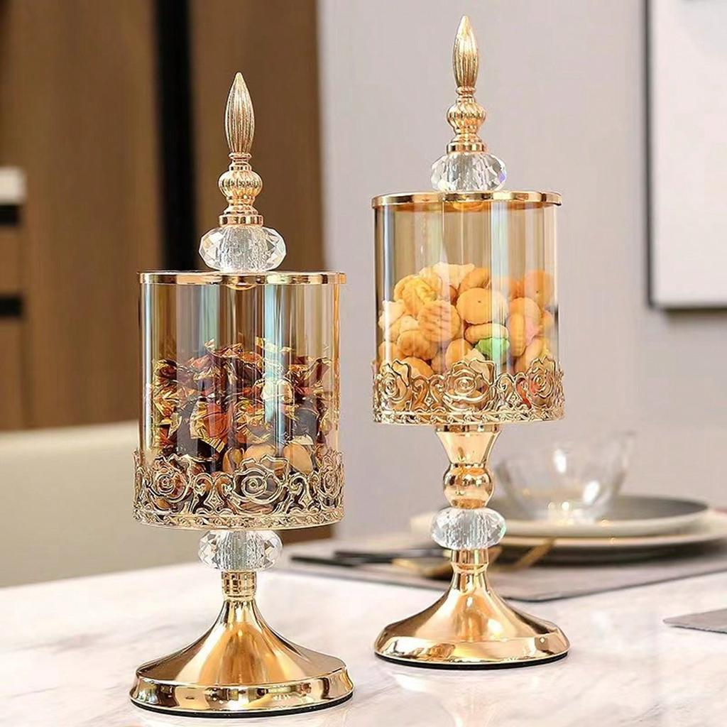 European Chic Candy Jar For Living Room Decor, Coffee Table Accent & Desktop Showcase, Aesthetic Home Accent For Sweet Treats Cake Stand