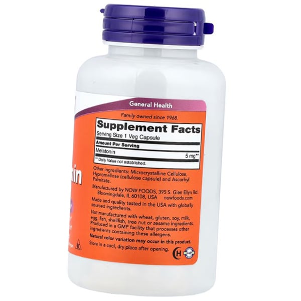 Melatonin, Melatonin 5, Now Foods 60vegcaps (72128009)