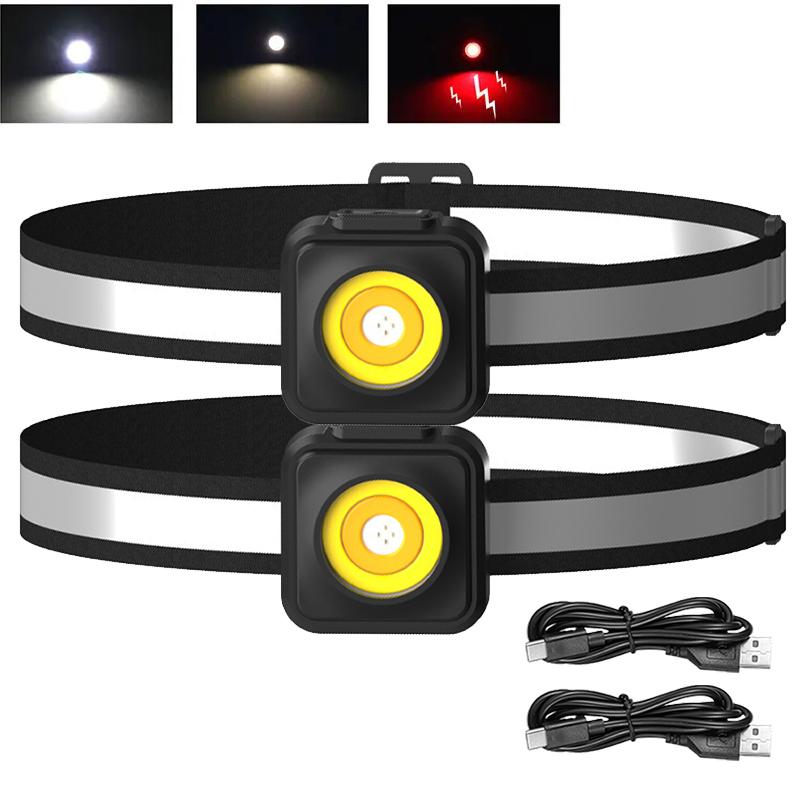Mini Headlamp Portable COB Headlight 3 Light Modes Camping Head Flashlight Outdoor Emergency Lamp Night Working Fishing Lantern