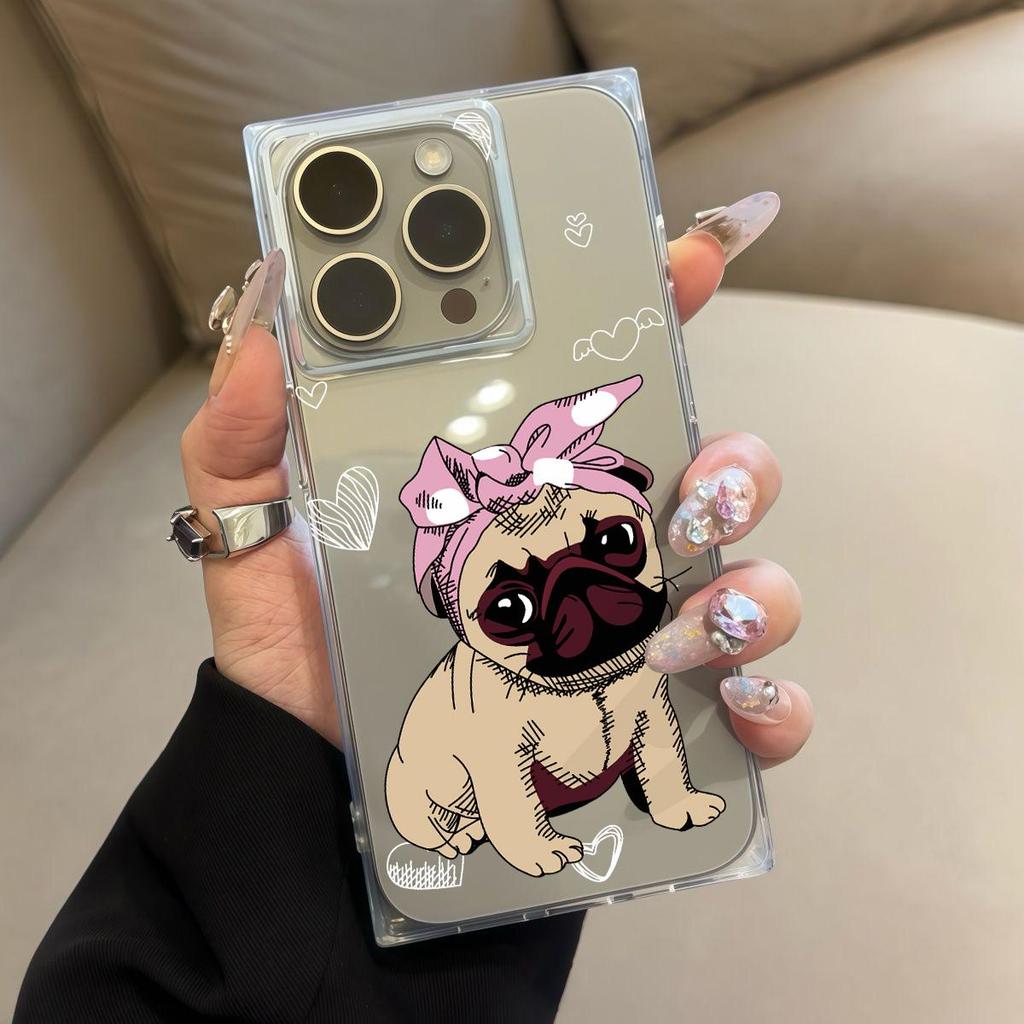 Clear Square Back Tube Case Protection For iPhone 14 Pro Max 16 ProMax 11 12 15 Plus 13 Anti-Oxygen,Cute Dog Pattern Casing