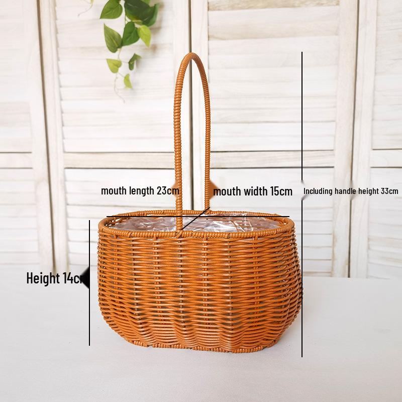 Valentinstag Handgefertigter Rattan Picknick- und Blumenkorb für Hochzeiten und Heimdekoration