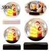 Levitating Santa Ornament Magnetic Claus Tree with LED Light, Lighted Rotating Floating Desktop Christmas Sleigh Glass Ball for Tabletop Office