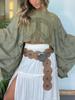 New Printed Crew Neck Loose Casual Batwing Sleeve Top for Women