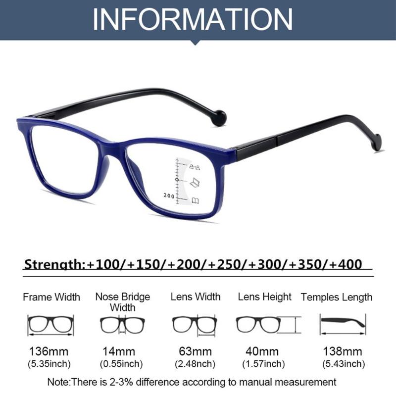Men'S New Progressive Multifocal Reading Glasses Anti-Blue Light Farsighted Glasses Men'S And Women'S New Retro Reading Glasses