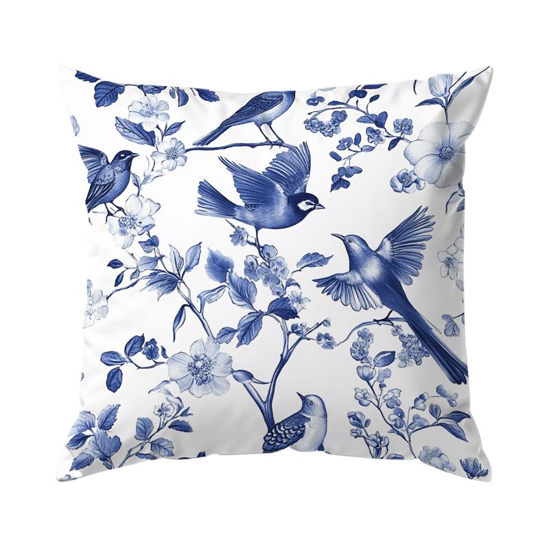 

Home Decor Blue Birds and Floral Patterned Pillow Covers Pattern Cushion Cover Suitable for Sofa Bedroom Car Pillow Cover 40x40cm 16x16in
