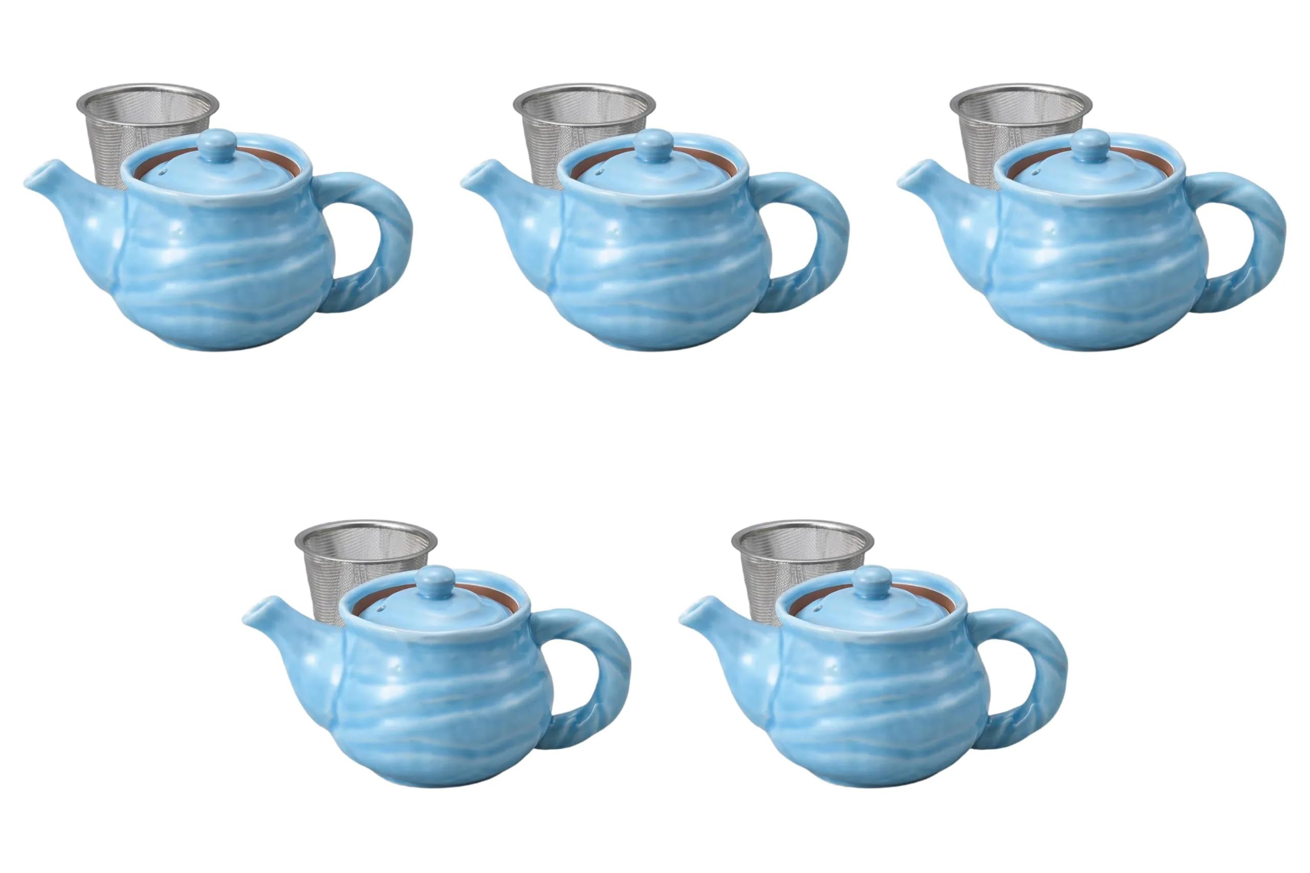 

Набор из 5 светло-голубых горшков x 9 x см горшки от Setomonohonpo с ручками из веревки (с ситечками) [18 9.5 (400 куб.см)] светло-синий