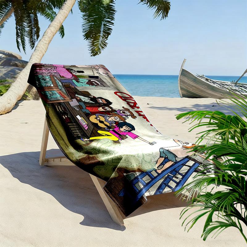 Close Enough Cartoon 2D Flat Print Beach Towel, Large Soft Quick Dry Towel for Beach Camping Swimming.NSTJ0928035