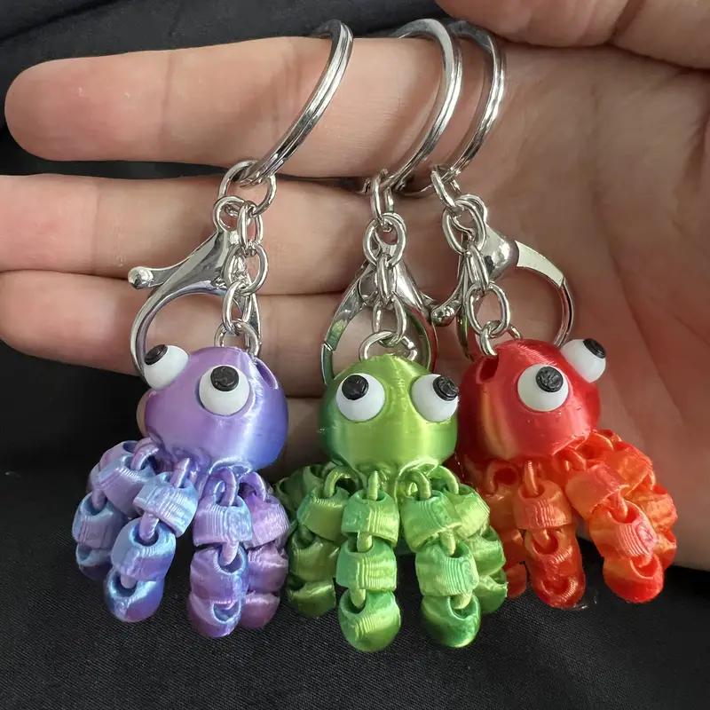 3D-gedruckter Gelenk-Oktopus Schlüsselanhänger mit beweglichen Tentakeln, Zufällige Farbe
