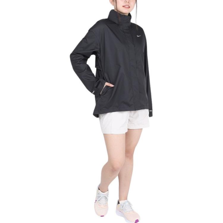 Nike Logo Zip Collar Long Sleeve Jacket Women jackets Black FZ4853-010