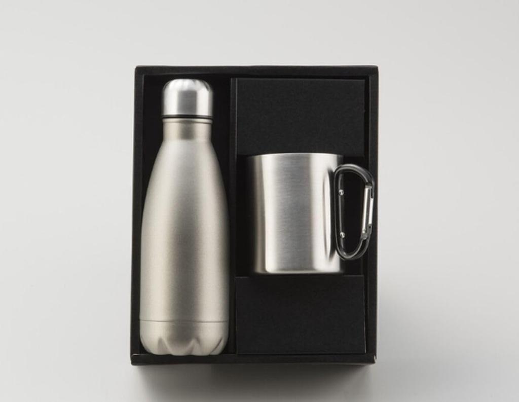 Select Water Bottle Set Stainless Steel PET Bottle Double Layer Mug Double Layer Set Bottle Mug 350ml J-kitchens (Vacuum Structure) & (Hollow