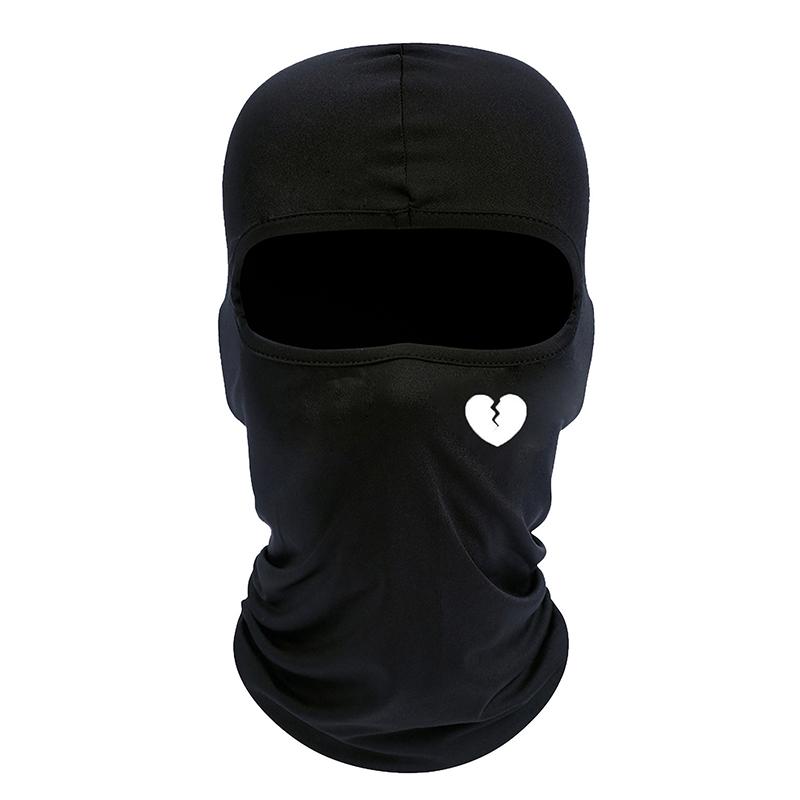 Unisex And Windproof Solid Raw Decor  Balaclava Hat With Heart Broken Pattern Autumn And Winter Warm Ski Cold Hat