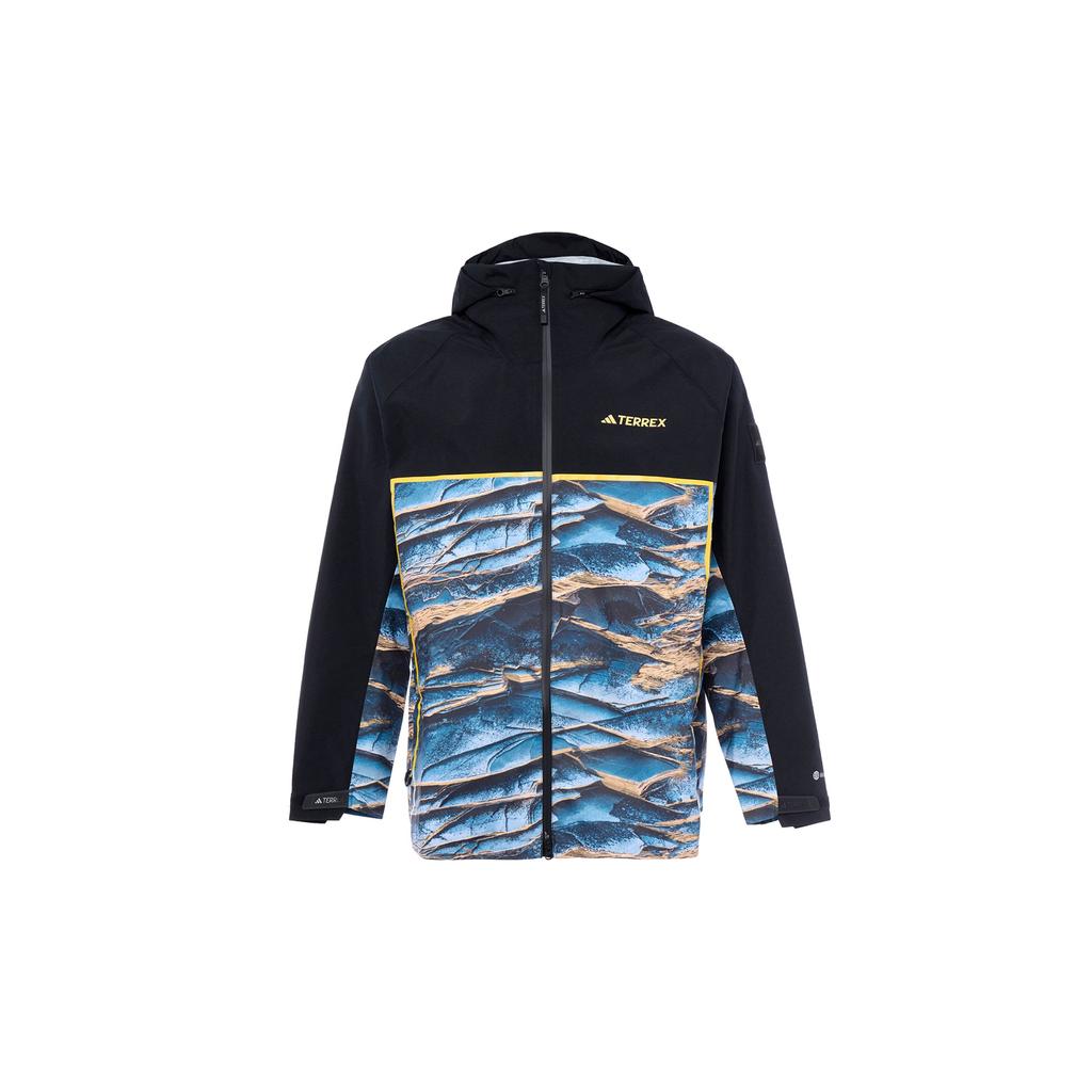 Adidas Terrex National Geographic Collaboration Logo Pattern Hooded Softshell Waterproof Windproof Breathable Jacket Men Jacket Black IC1979