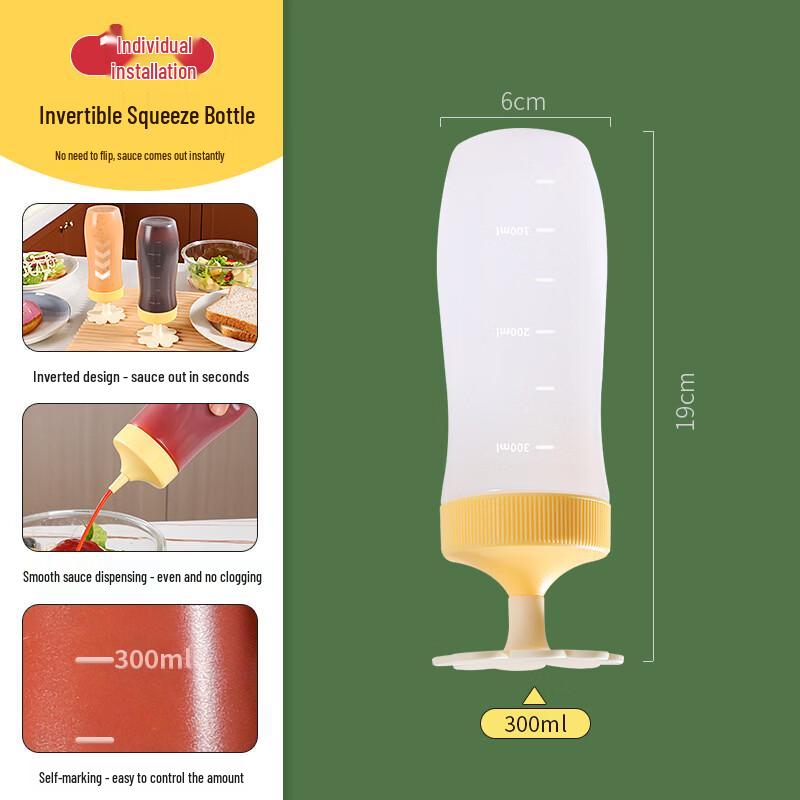 UTO Invertible Squeeze Sauce Bottles with Scale (4-Pack)