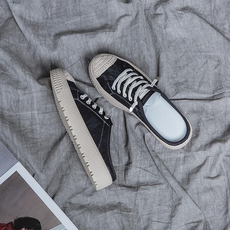 Fisherman shoes women's 2025 summer new breathable lazy one-pedal slippers casual flat lace fashion mesh shoes