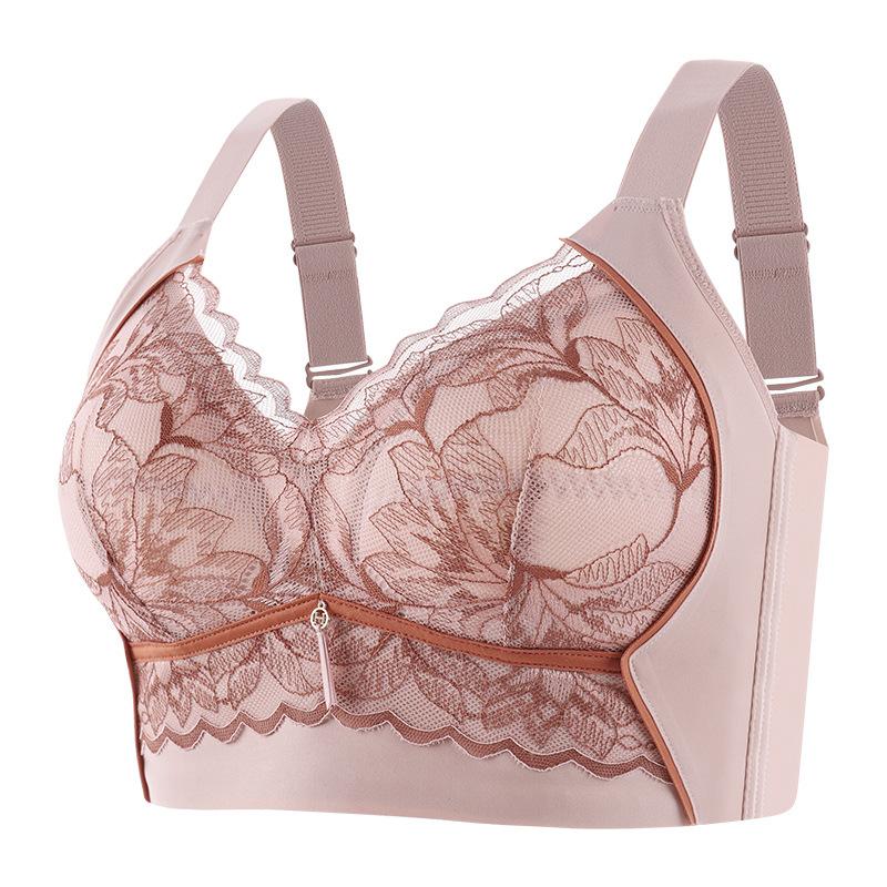 

Бюстгальтер большого размера Женский бюстгальтер С эффектом пуш-ап Тонкий стиль Без косточек Сексуальный бюстгальтер Кружевной Тип регулировки Двубортный бюстгальтер Женский бюстгальтер 46/105D розовый