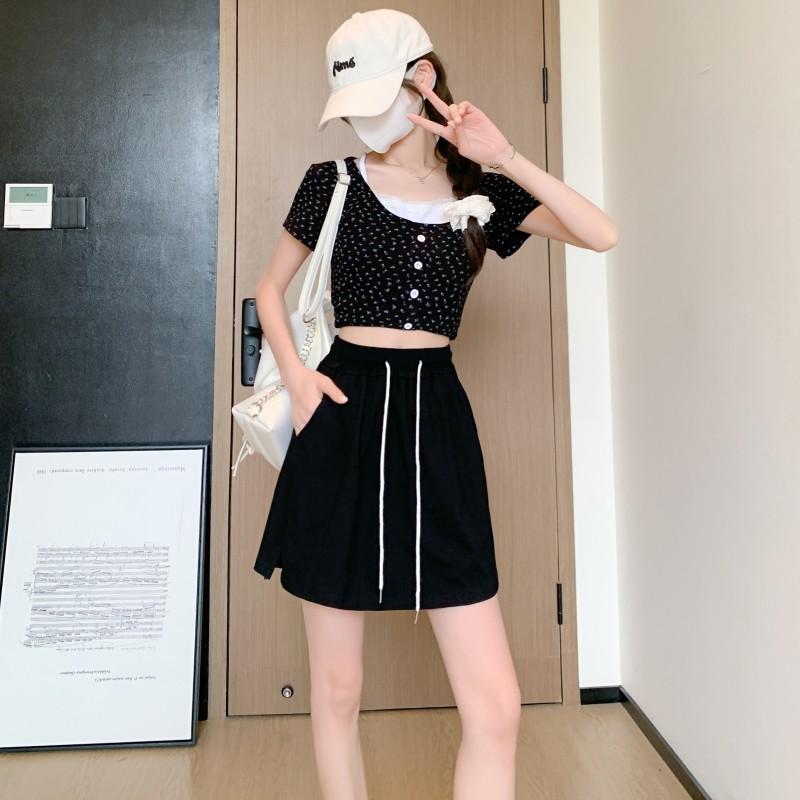 Pure cotton five-point sports shorts women's summer thin ballet culottes high waist and thin versatile wide-leg shorts