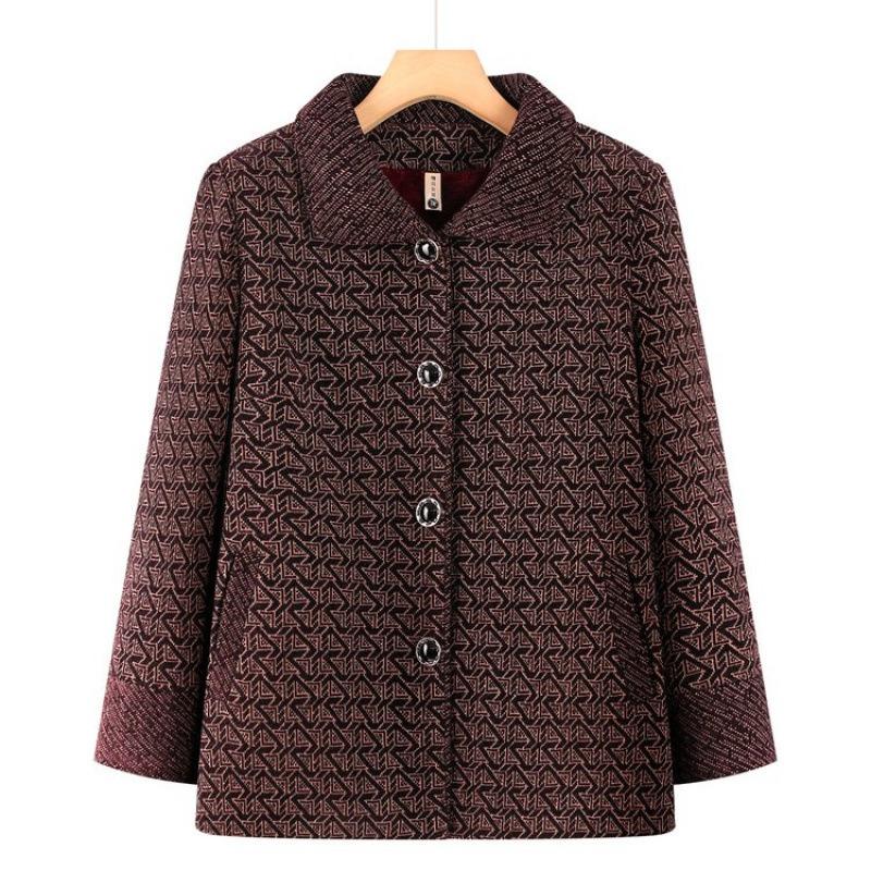 Wife Autumn and Winter Velvet Thickened Woolen Top Clothes Old Women Warm Woolen Coat