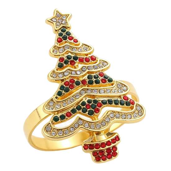 Luxury Napkin Fasteners Christmas Tree Ring, Alloy Rhinestone Holder, Winter Festive Table Decorations Holiday Band for Dinner Parties Decoration New