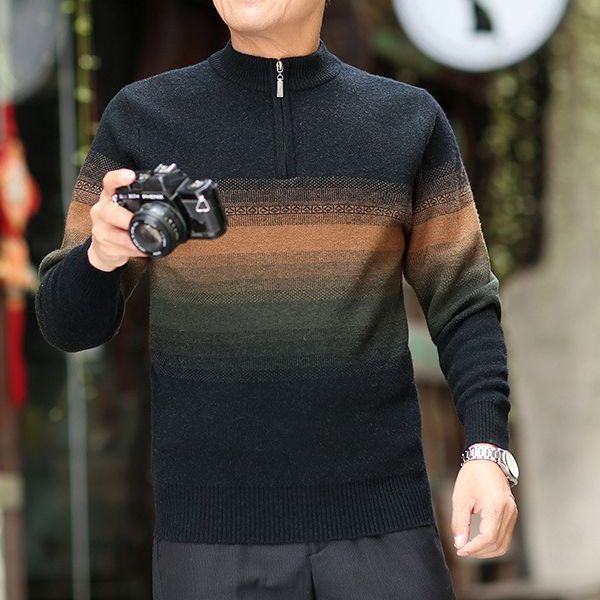 

Мужской свитер с полумолнией, однотонный, средний возраст, трикотажный низ свитера, облегающий, однотонный, полумолния, свитер M