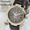 Used Working Item Rare Out of Print Vivienne Westwood Heart Charm Orb All-over Pattern Belt Watch Vivienne Westwood