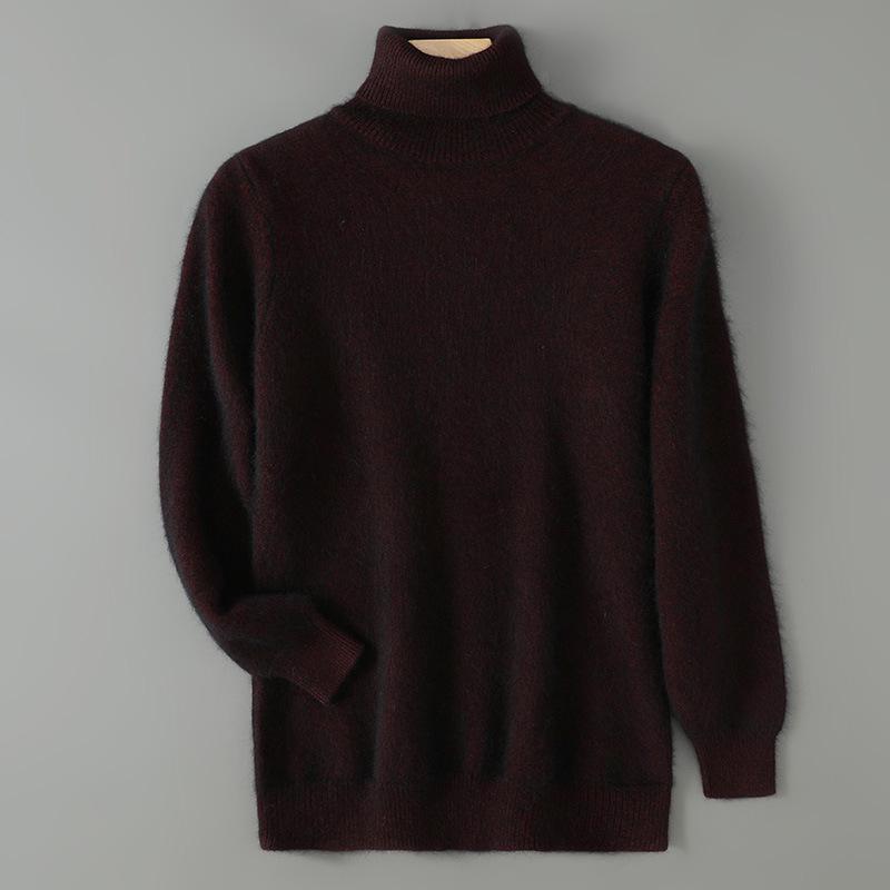 

Men s High Neck Rabbit & Mink Fur Sweater, Plus Size, Thick Knit, Solid Color S