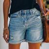 Women's High Waist Denim Shorts Loose Fit Streetwear Ripped Cuffed Hem Bermuda Shorts