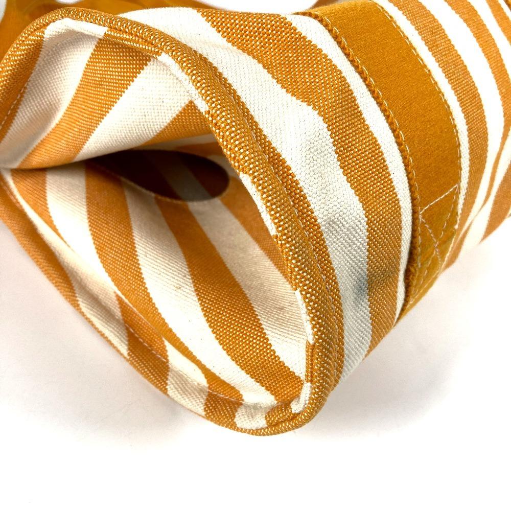 HERMES Border with pouch Cannes PM Tote Bag Hand Bag cotton yellow/White