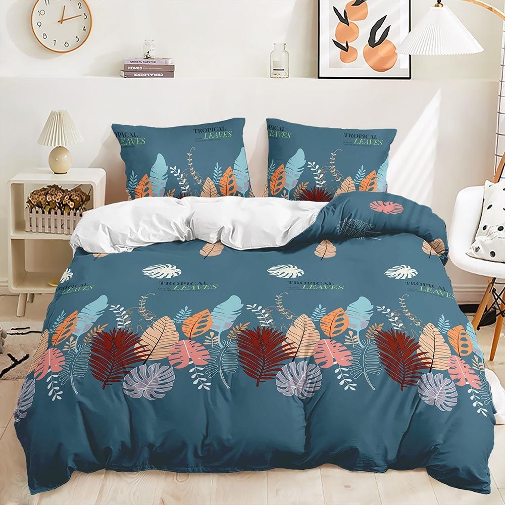 3D Plant Pattern Down Duvet Cover Bedding with Floral Pattern Bedding Set for Men and Women, Single Double Bed, Queen Size Gift