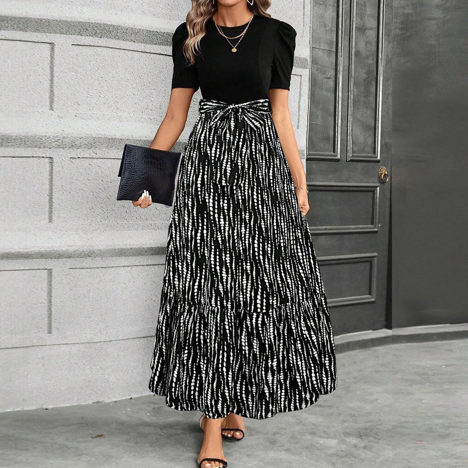 

Жіноча модна та елегантна сукня з високою талією з квітковим принтом XXL