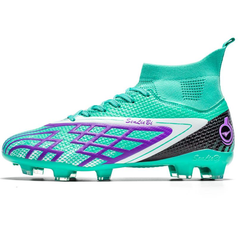 New high-top football shoes fly-woven tf broken nails youth artificial flat leather feet male and female students training shoes