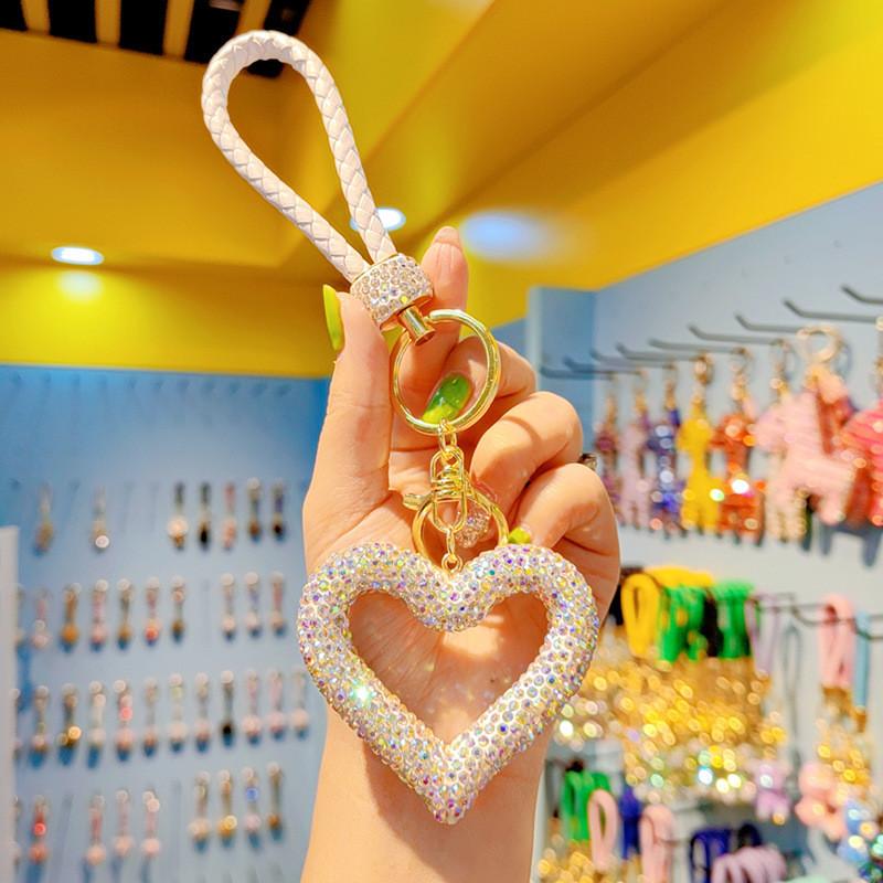 Heart Shaped Keychain With Czech Rhinestones For Gift And Decoration