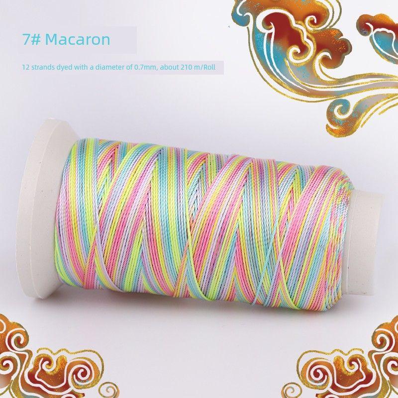 

12-прядный крашеный многоцветный градиентный браслет «Тысячекилометровый пейзаж», ручной работы, плетеный ремешок с узором «драконья чешуя», DIY шнурок для ожерелья #7 [Macaron] large roll of 12-strand dyed strands