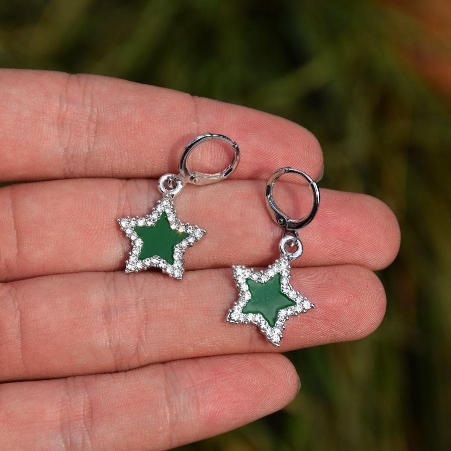 

Серьги Shiny Star Y2K Fashion Diamond Pentagram Простые и универсальные серьги Ins Style зелёный