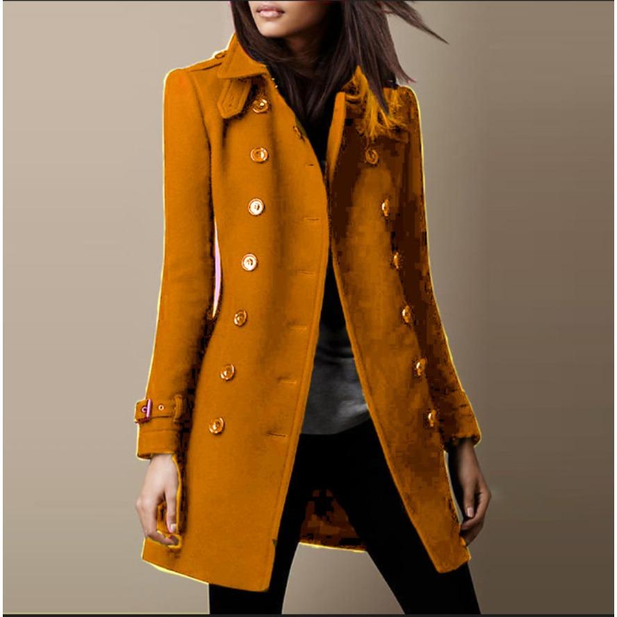 TIFICY Moda mujer Casual Color sólido estampado Otoño Invierno manga larga cuello POLO chaquetas y abrigos