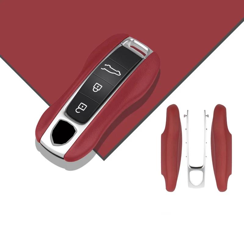 

Роскошный чехол из натуральной кожи для Porsche Boxster Cayman Panamera Cayenne Macan 718/911 Taycan, защитный брелок для ключей