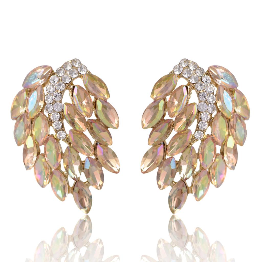 Angel Wing Rhinestone Earrings For Women Unique Exaggerated Temperament Commuter Fashion Studs Jewelry