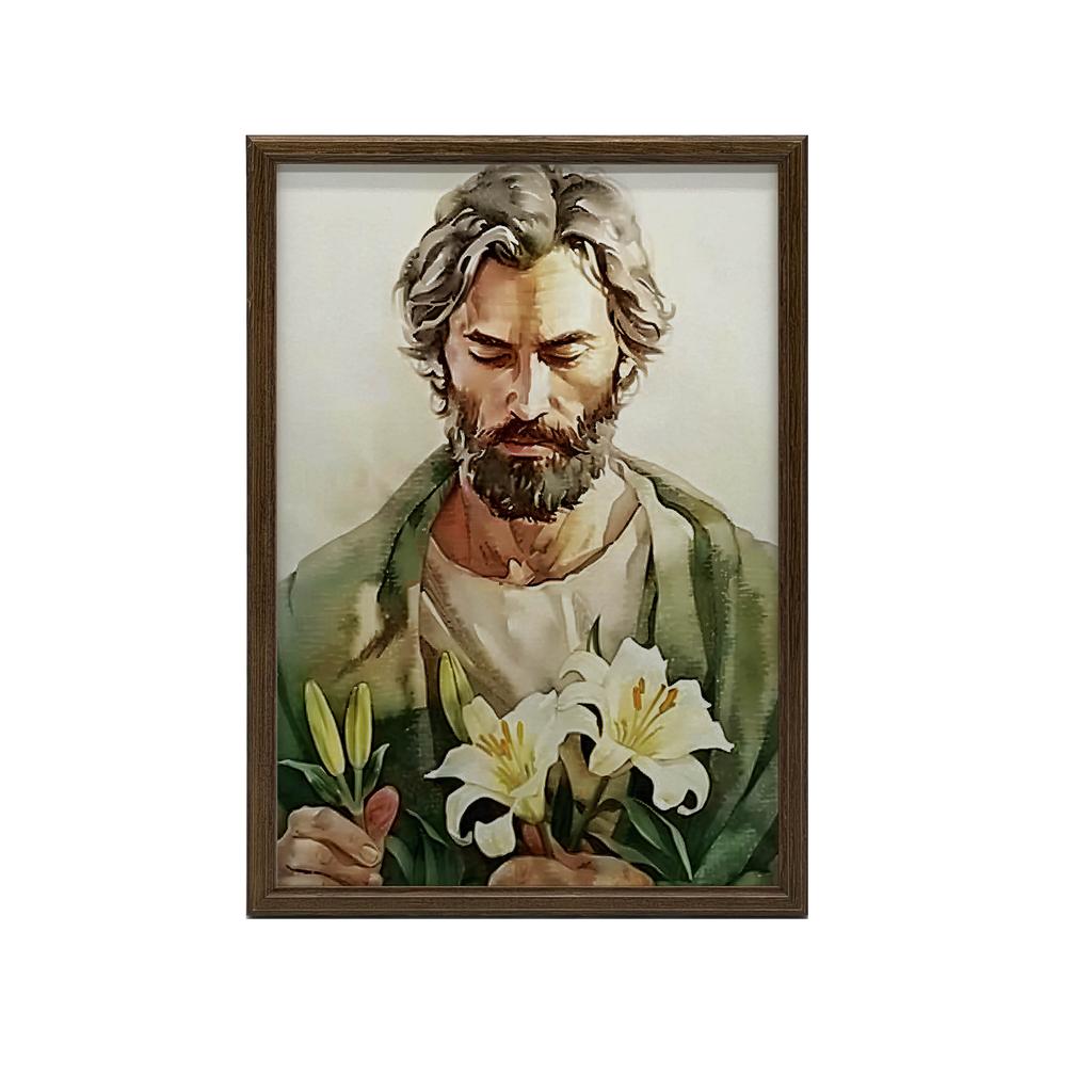 Poster Saint Joseph with Lilies Poster Saint Joseph with Lilies, 30X40 Cm, Unframed, Premium Canvas On Stretcher
