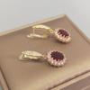 Red Oval Crystal Zircon Drop Earrings for Women 2023 New Gold Color Wedding Engagement Party Jewelry Accessories