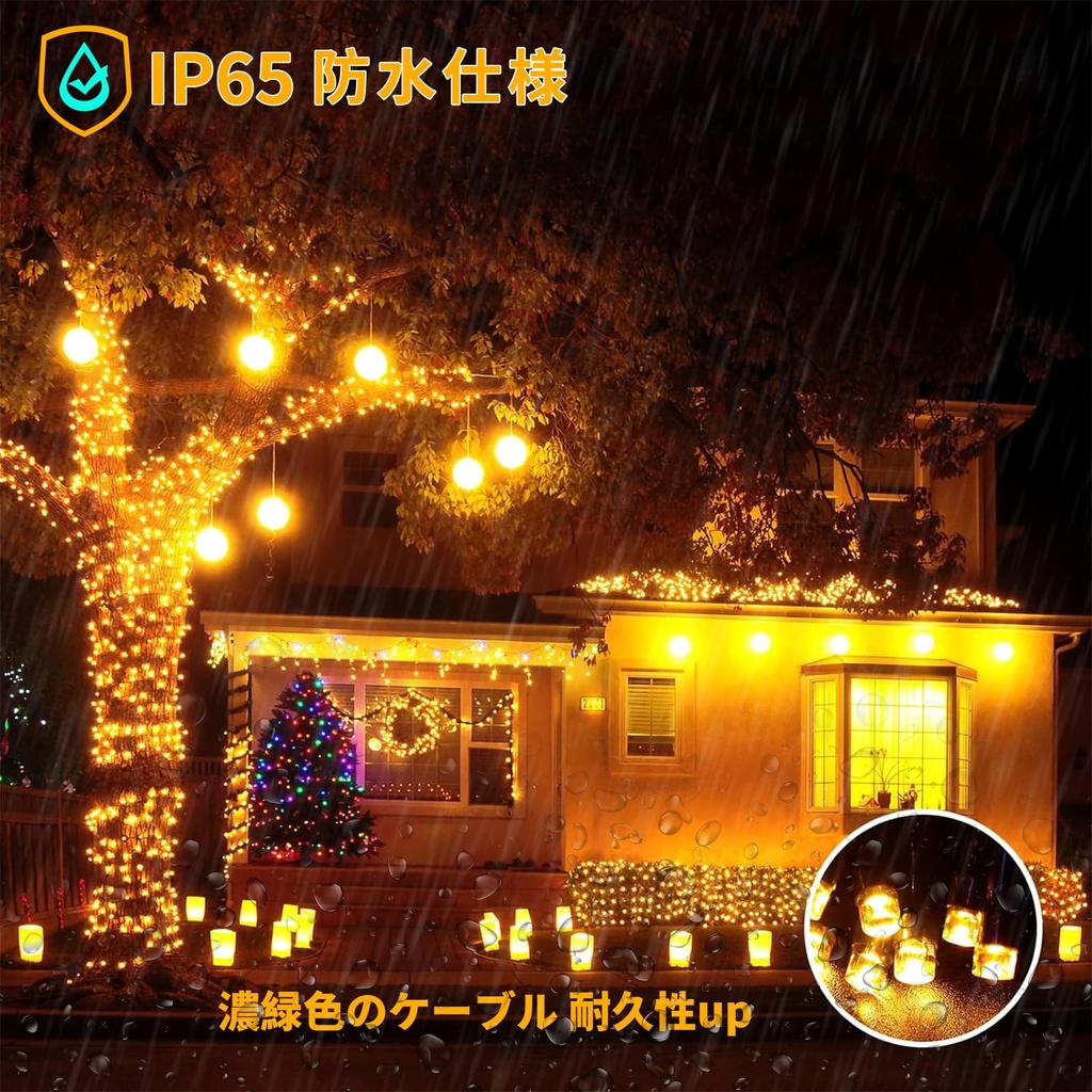 Solar-powered LED String Lights, 50m, 500 Bulbs, Waterproof, Suitable for Indoor and Outdoor Use, Christmas Decorations, Available In 4 Colors, Dark