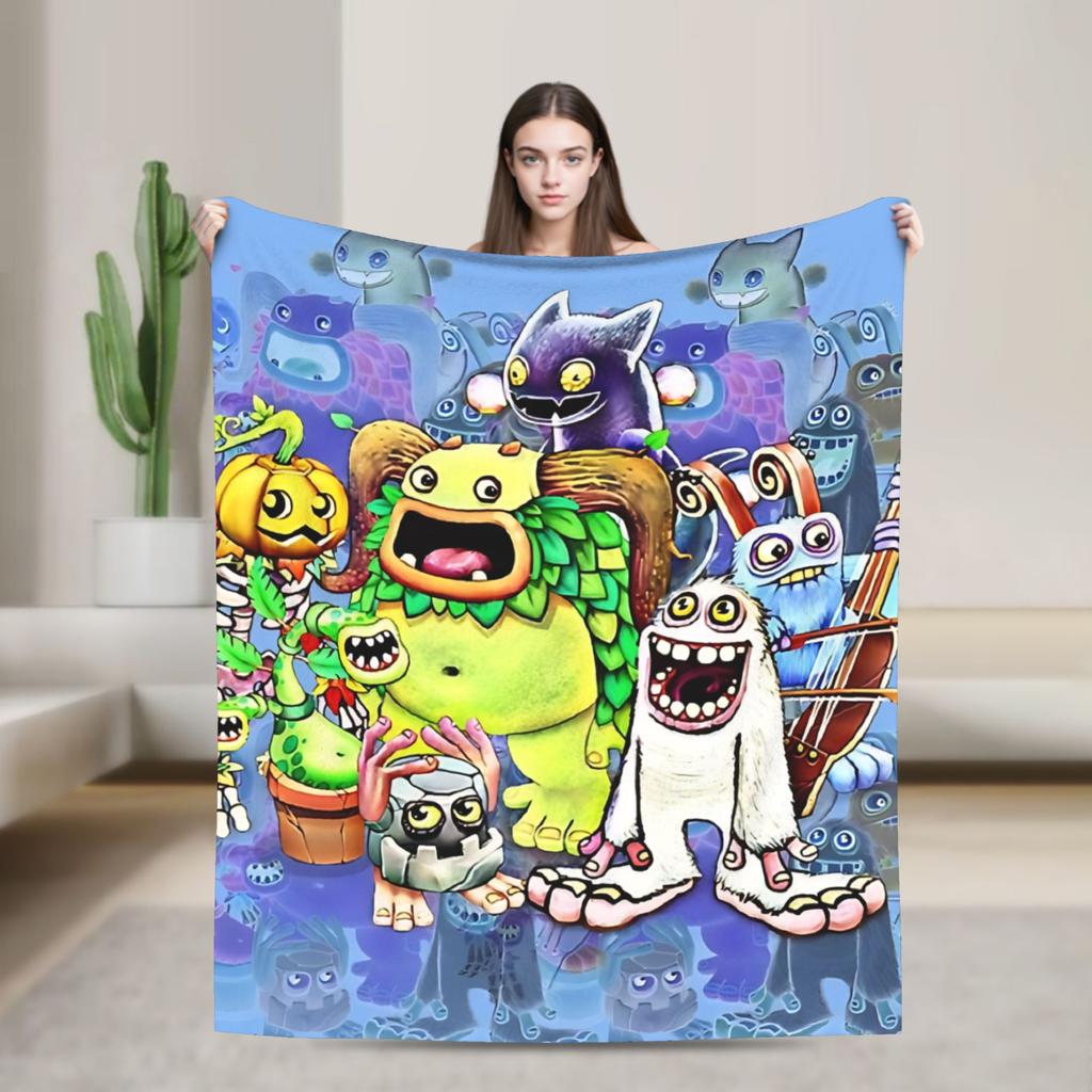 Warm Blanket Camping My Singing Monsters Bedding Throws Flannel Bedspread For Couch Chair Sofa Bed Pattern Sofa Bed Cover