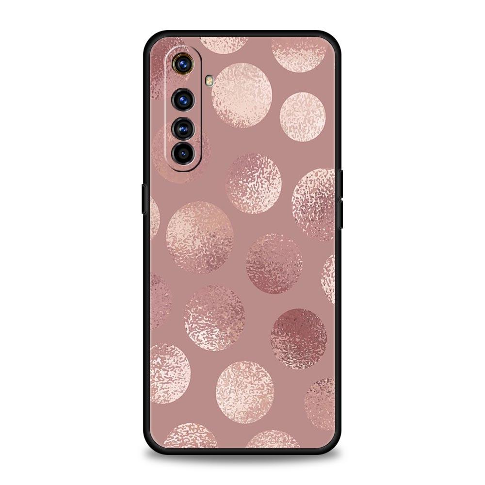 Gold Pink Rose Glitter Hearts Case For Realme 12 11 10 9 8 5G 7 6 GT5 GT3 GT2 Pro C21 C25 C35 For Realme GT Neo 2 3 3T 5 Cover