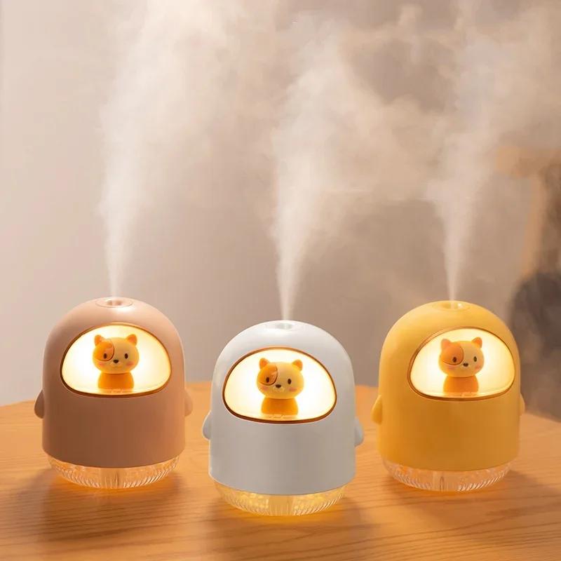 

320ML Ultrasonic Cool Mist Maker Fogger Colorful LED Light Mini Portable Car Humidifier Cute Cartoon USB Air Humidifier белый