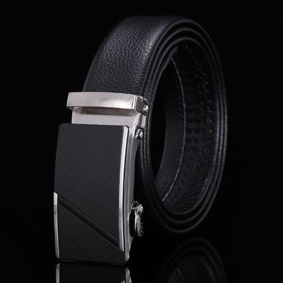 Men Autumatic Belt Business Formal Belt Smooth Faux Leather Alloy Buckle Anti-break Great Durability Anti-slip Men Meeting Commute Suit Pants Belt