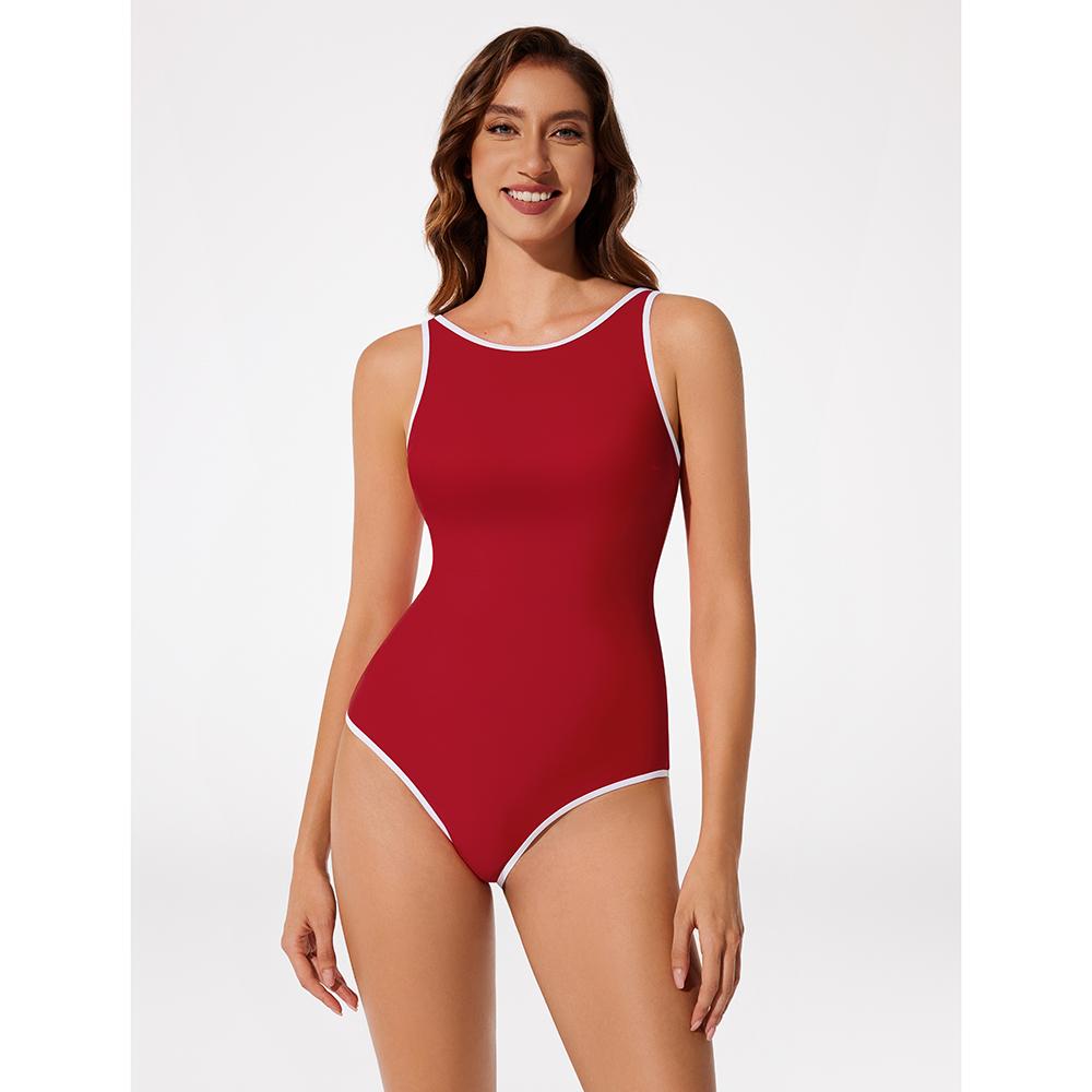 2026 New Women One Piece Swimsuit Solid Bathing Suits Female XXL Size Swimming Suit Monokini For Women One Piece Swimwear Femme