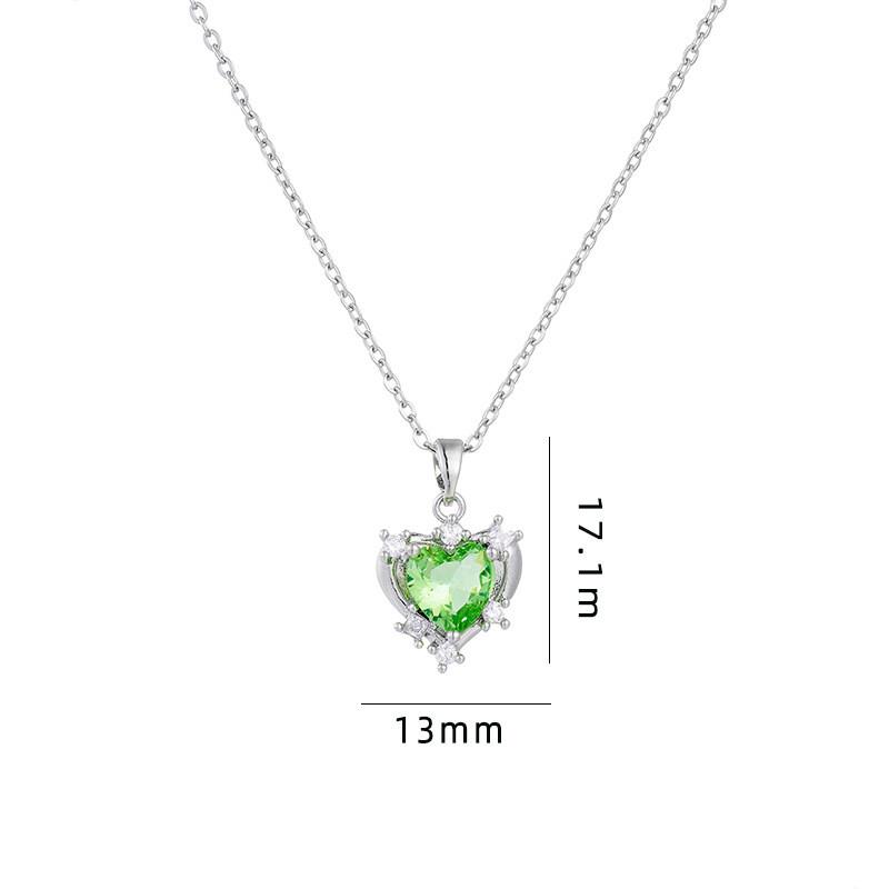 High Grade Zircon Heart Cherry Pendant Necklace Stainless Steel Geometric Choker Jewelry Party Gifts For Women Girls